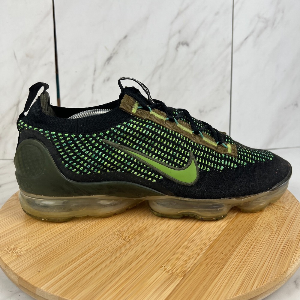 Nike Air Vapormax 2021 Flyknit Mens Size 12 Black Chlorophyll Cargo Shoes DQ7640